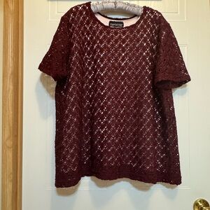 Temptation Sz 2X Burgundy Crochet TopW/Lining VGUC😊😊 c